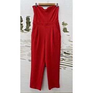 Express Jumpsuit Sz 10 Strapless Sweetheart Neckline Red Express Med Jumpsuit